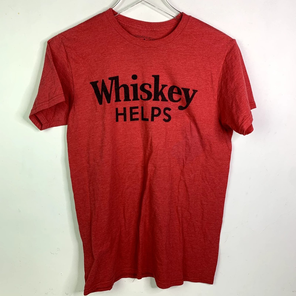Whiskey Helps Alcohol Drink Red Black Printed Short Sleeve T-shirt — Men's Small